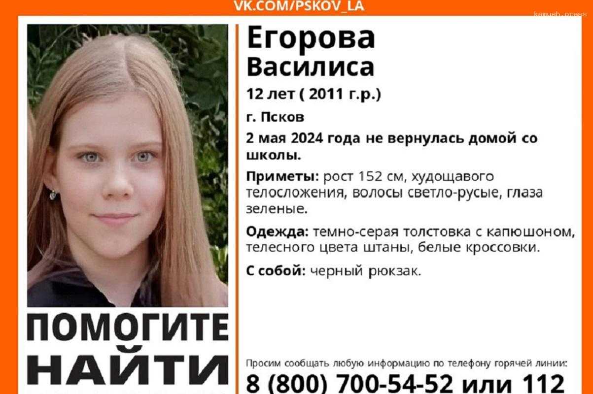 В Пскове пропала 12-летняя Василиса Егорова » Новости Онлайн 2024 |  События, Происшествия, Политика, Война | Читайте 24 / 7 - КАМЫШ.press