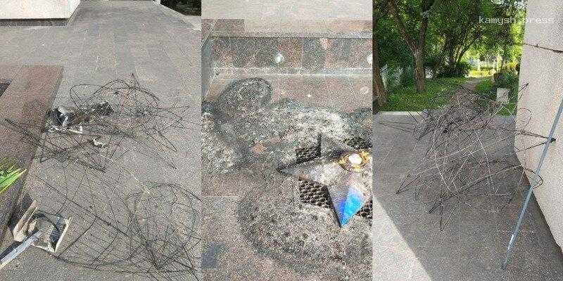 В Кисловодске полиция задержала вандала, который сжег венки у воинского мемориала