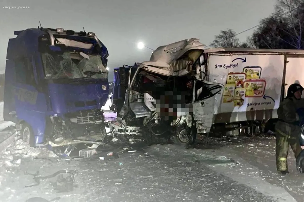 Две фуры столкнулись в лоб в Новосибирской области