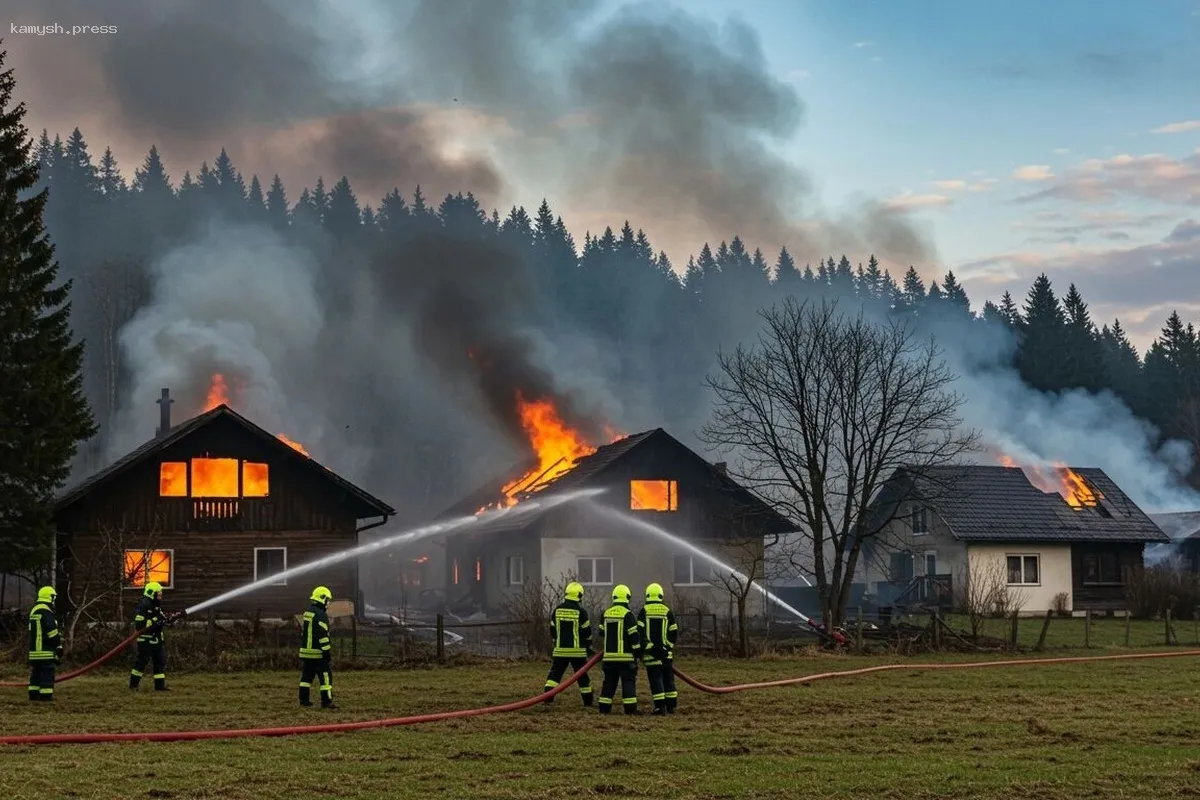 В Красноярском крае произошло возгорание в 10 жилых домах